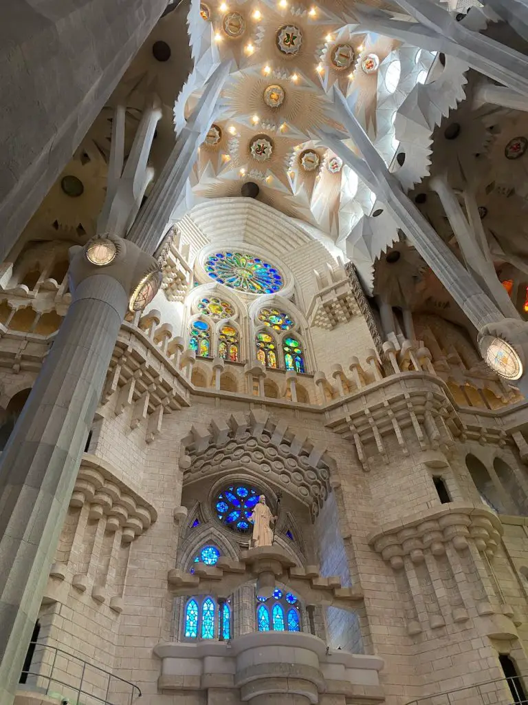 interior design of la sagrada familia basilica in barcelona spain