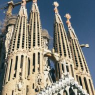 la sagrada familia building under blue sky